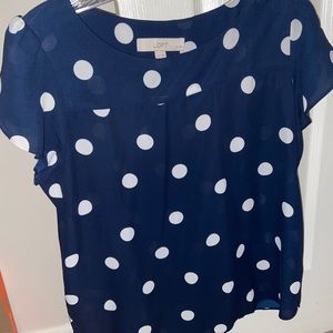 Loft petite polka dot top